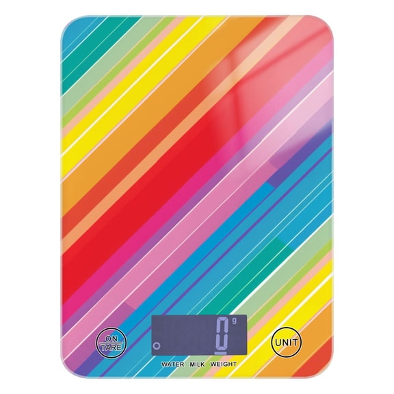 Digital Kitchen Food Scale Weight Grams Oz for Baking Cooking Coffee 11lb 0.05oz/1g Glass Rainbow Lines