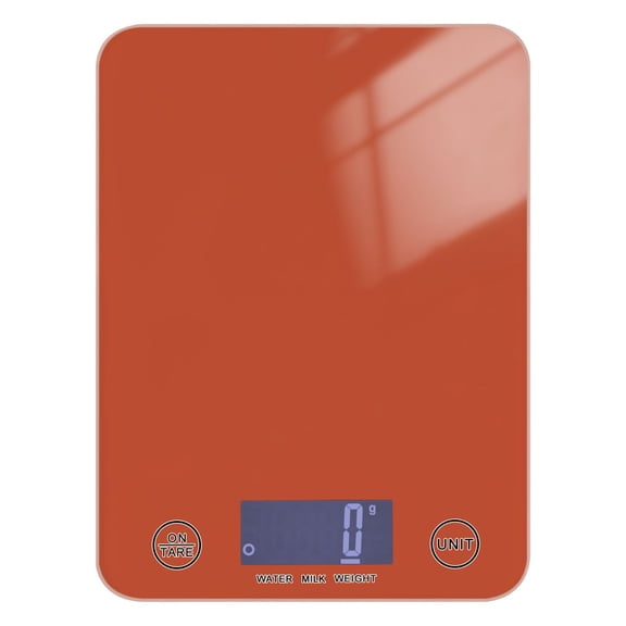 Digital Kitchen Food Scale Weight Grams Oz for Baking Cooking Coffee 11lb 0.05oz/1g Glass Rust Red