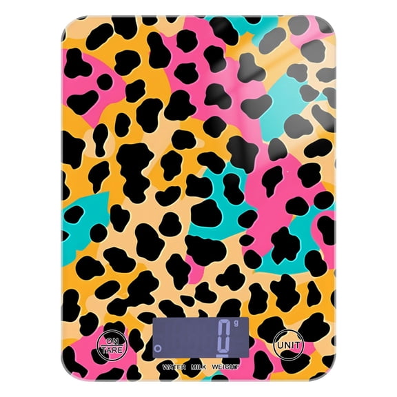 Digital Kitchen Food Scale Weight Grams Oz for Baking Cooking Coffee 11lb 0.05oz/1g Glass Soft Color Leopard Print
