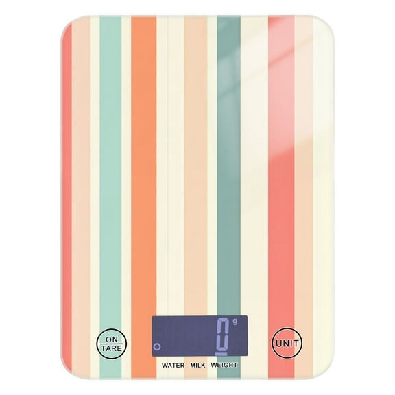 Digital Kitchen Food Scale Weight Grams Oz for Baking Cooking Coffee 11lb 0.05oz/1g Glass Soft Color Striped