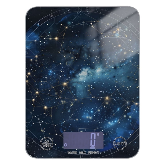 Digital Kitchen Food Scale Weight Grams Oz for Baking Cooking Coffee 11lb 0.05oz/1g Glass Star Constellation