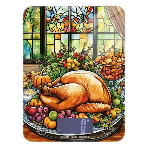 Digital Kitchen Food Scale Weight Grams Oz for Baking Cooking Coffee 11lb 0.05oz/1g Glass Thanksgiving Food on Table