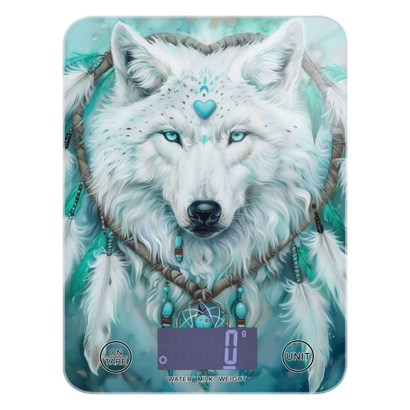 Digital Kitchen Food Scale Weight Grams Oz for Baking Cooking Coffee 11lb 0.05oz/1g Glass Wolf with Heart Ring