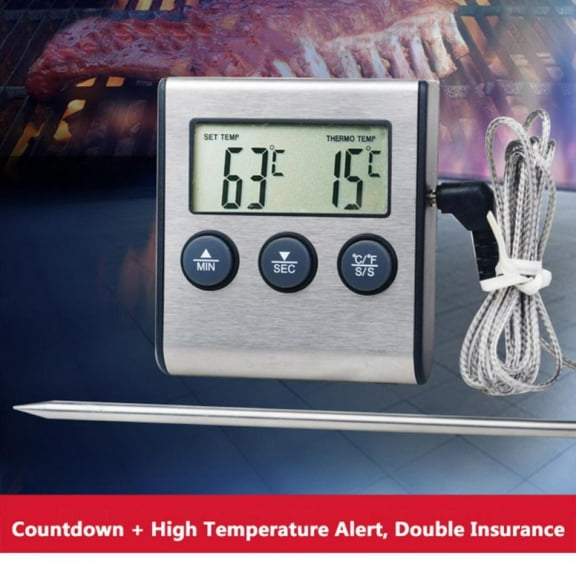 Digital Kitchen Food Thermometer Timer Cooking Meat Thermometers Food Grill Thermometer for Smoker Kitchen Oven BBQ with Timer Mode