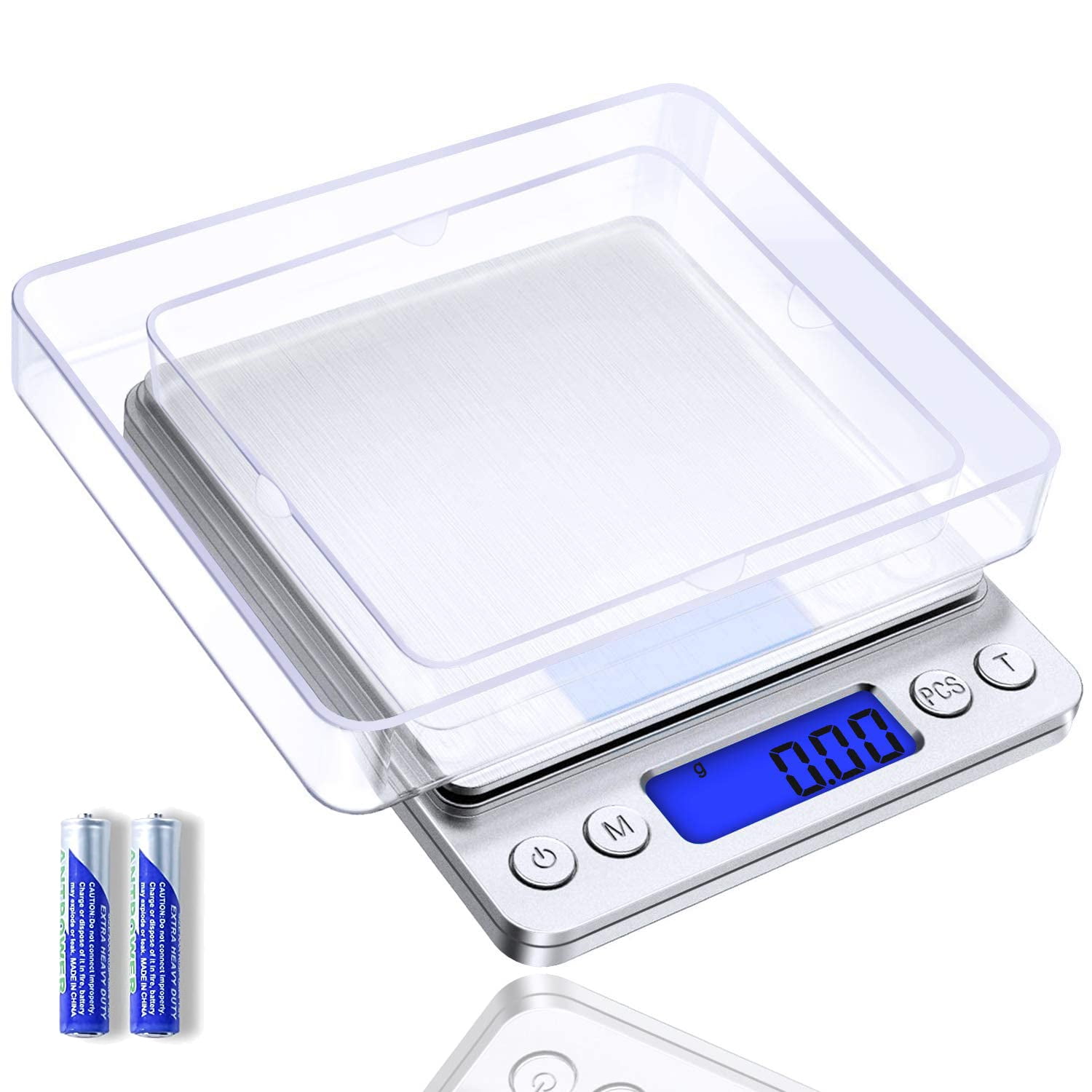 Compact Silver Digital Kitchen and Jewelry Scale with Trays