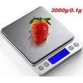 thumbnail image 1 of Digital Kitchen Scale 3000g / 0.1g ; Mini Pocket Jewelry Scale, Food Scale for Kitchen, 2 Trays, 6 Units, Auto Off, Tare, PCS Function, Stainless Steel, Batteries Included, 1 of 9