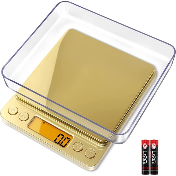 Digital Kitchen Scale, 3000g/0.1g Precision Scale with 2 Trays, Small Mini Scales Digital Gram and Oz, Reptile Scale, Digital Coffee Scale, Lab Scale with Tare Function, LCD Display