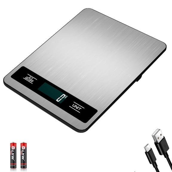Digital Kitchen Scale, 33lb/15kg High Capacity Weight Grams and Ounces for Baking Cooking and Meal Prep, 1g/0.05oz Precise, 6 Units with Tare Function, USB Rechargeable (B Style)