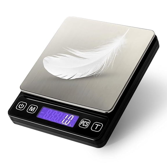 Digital Kitchen Scale - 500g/0.01g High Accuracy Precision Multifunction Food Meat Scale Jewelry Lab Carat Powder Scale with Back-Lit LCD Display(Batteries Included)