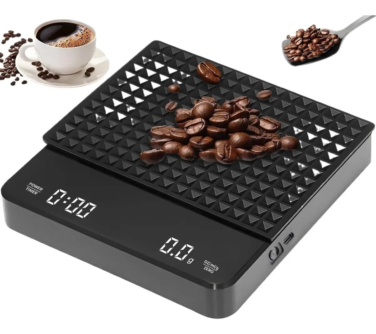 Digital Kitchen Scale, Rechargeable Coffee Scale A