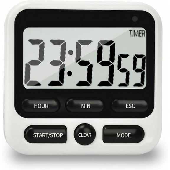 Digital Kitchen Timer 24 Hour Clock and Alarm Function with Silent or Manual Switching Count UP Down Memory for Cooking, Baking, Meeting