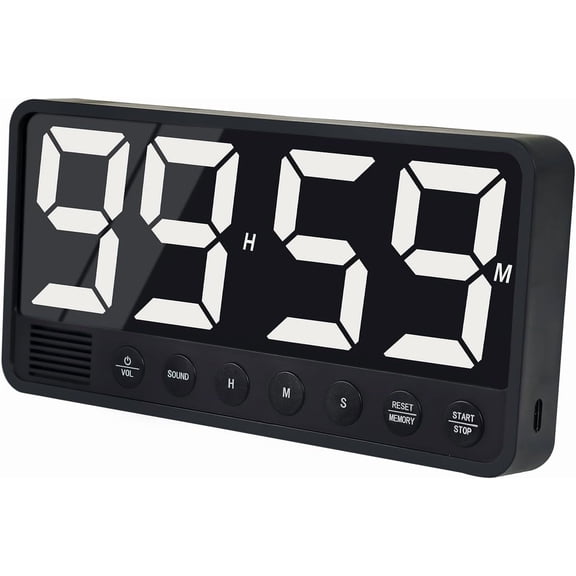 Digital Kitchen Timer with 7.1 Extra Large Display, Rechargeable Magnetic LED Countdown/Up Memory Timer with 6 Alarms & 4 Volume Levels for Cooking, Classroom, Office, Home Gym (Black)