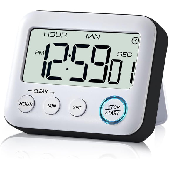 Digital Kitchen Timer Alarm Clock for Cooking, Large LCD Display Multi-Function, Strong Magnetic with Loud Alarm, Digital Timer for Kids,Teachers,Classroom, Exercise or Work (Black)