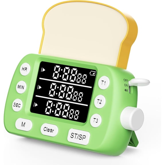 Digital Kitchen Timer for Cooking - 3 Channel Countdown Timer and Stopwatch with Strong Magnets,Silent Mode, LED Display, Memory, Timers for Cooking, Oven, Egg, Baking, Grilling, Teaching