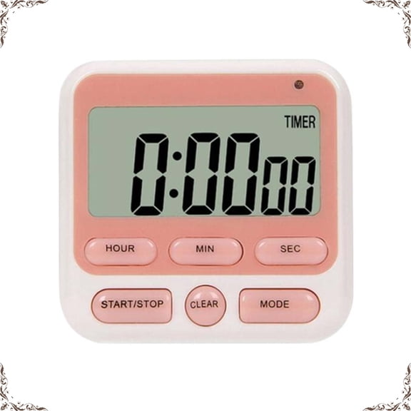 Digital Kitchen Timer, Cooking Countdown Clock with Large LCD Display, Loud Alarm and Strong Timer(Pink)