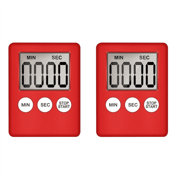 Digital Kitchen Timer, Egg Suitable for Work, Sports Game, Cooking 2 Pack Red