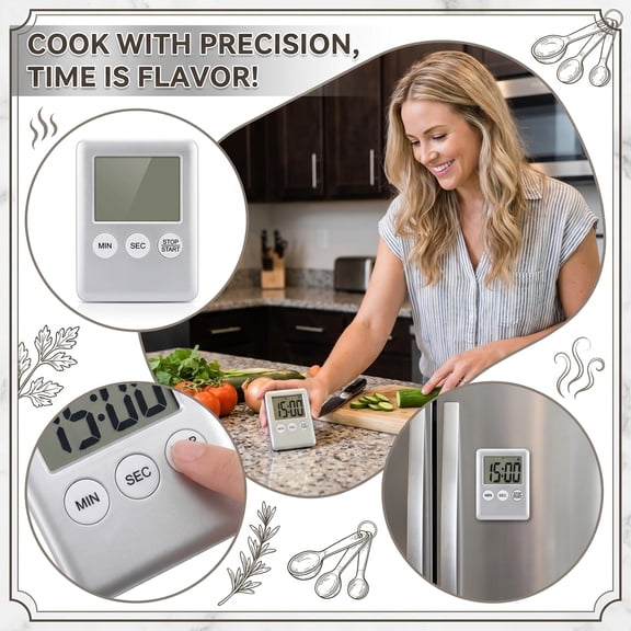 Digital Kitchen Timer, Loud Alarm Large Display Magnetic Cooking Timer For Baking Grilling Cooking Oven Baking Students Chefs Home Kitchen Essentials One Pack