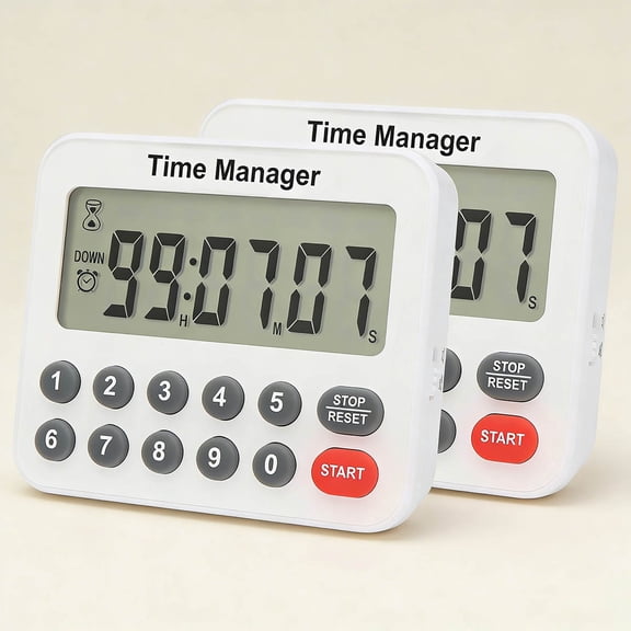 Digital Kitchen Timer - Magnetic Count Up Down Cooking Timer with Magnet Back Loud Alarm Directly Input Hours Minutes and Seconds (2 Pack)