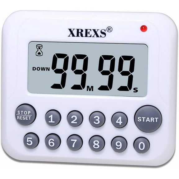 Digital Kitchen Timer Magnetic Countdown Up Cooking Timer Clock | with Magnet Back and Clip, Loud Alarm, Large Display Minutes and Seconds Directly Input-White (2 Battery Included) (DC-12)