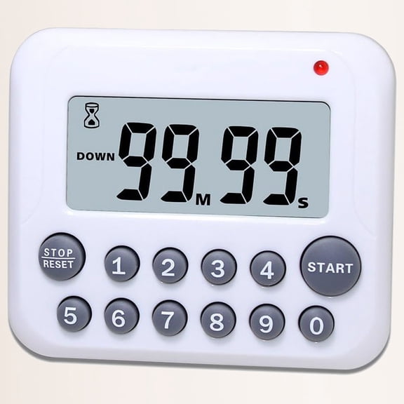Digital Kitchen Timer Magnetic Countdown Up Cooking Timer Clock with Magnet Back and Clip, Loud Alarm, Large Display Minutes and Seconds Directly Input-White (Battery Included)