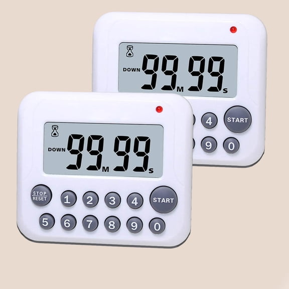 Digital Kitchen Timer Magnetic Countdown Up Cooking Timer Clock with Magnet Back and Clip, Loud Alarm, Large Display Minutes and Seconds Directly Input-White