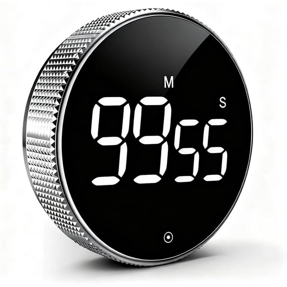 Digital Kitchen Timer, Magnetic Countdown Countup Visual Timer with Large LED Display, Digital Temporizador for Classroom Cooking Fitness Baking Studying Teaching, Easy for Kids and Seniors, Silver