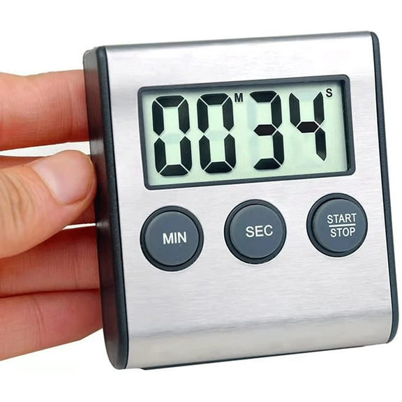 Digital Kitchen Timer - Magnetic Countdown With Loud Alarm, Stainless Steel for Cooking, Baking, Sports Games