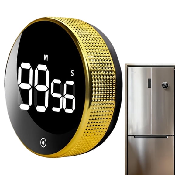 Digital Kitchen Timer with Magnetic - Visual Timer with Large LED Display, Pomodoro Classroom Timers with 3-Preset Times, Volume Adjustable, Countdown & Count Up Timers for Cooking(Gold)