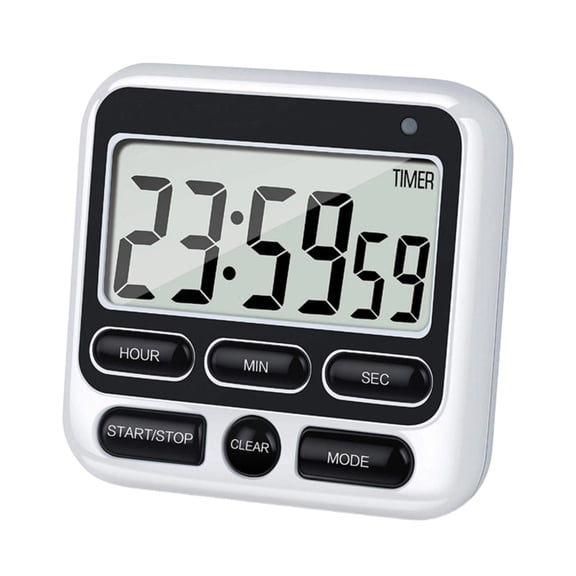 Digital Kitchen Timer with Mute/Loud Alarm Switch ON/Off Switch, 24 Hour Clock & Alarm, Memory Function Count Up & Count Down for Kids Teachers Cooking, Large LCD Display, Strong Magnet (Black)