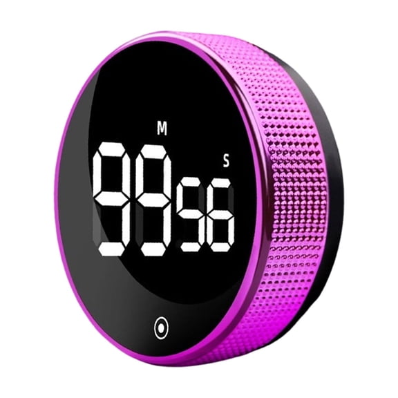 Digital Kitchen Timer Purple Round Magnetic Large Display for Cooking and Baking