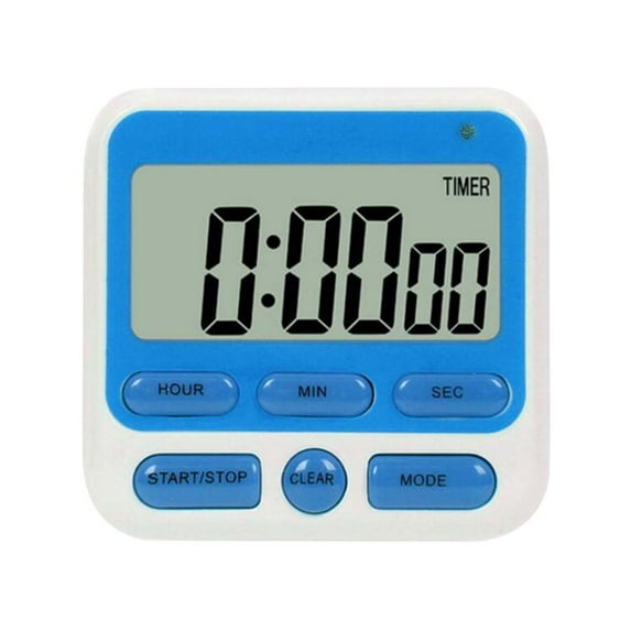 Digital Kitchen Timer with Silent/Loud Alarm Switch, On/Off Switch, 24 Hour Clock & Alarm, Count Up & Countdown Memory Function for Kids, Cooking Teachers, Large LCD Display, Strong Magnet (Blue)