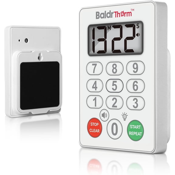 Digital Kitchen Timer Waterproof, Strong Magnetic Cooking Timer with 3 Adjustable Volume Levels & Silent Flashing Light, Countdown Timer for Cooking, Baking Shower, Classroom, White