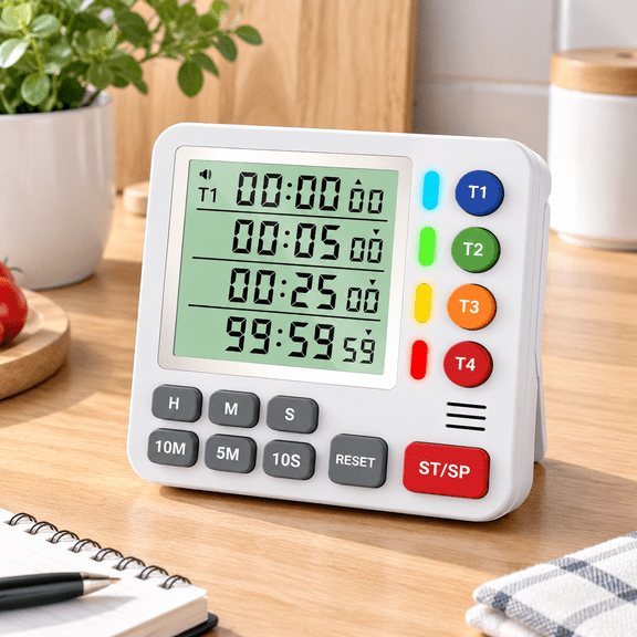 Digital Kitchen Timer with 4 Channel, Loud Alarm and Silent Mode