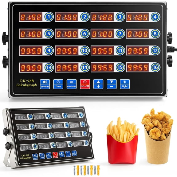 Digital Kitchen Timer with Loud Alarm and Large LCD Display 16 Channel
