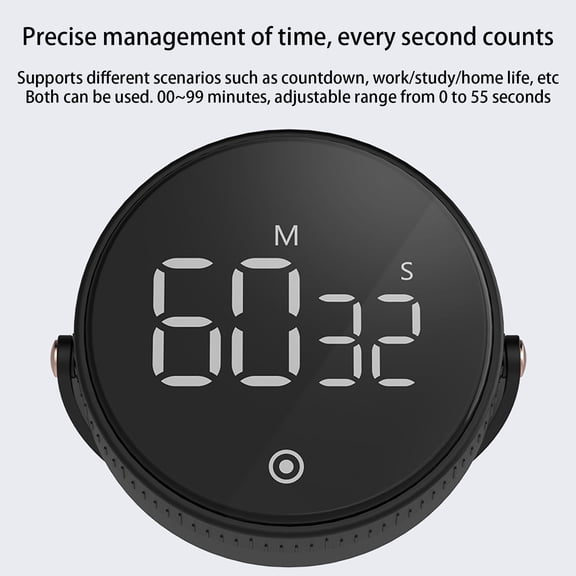 Digital Kitchen Timer with Rotary Dial Silent Countdown for Cooking Baking and Boiling Home Use Modern Minimalist Design Durable Plastic