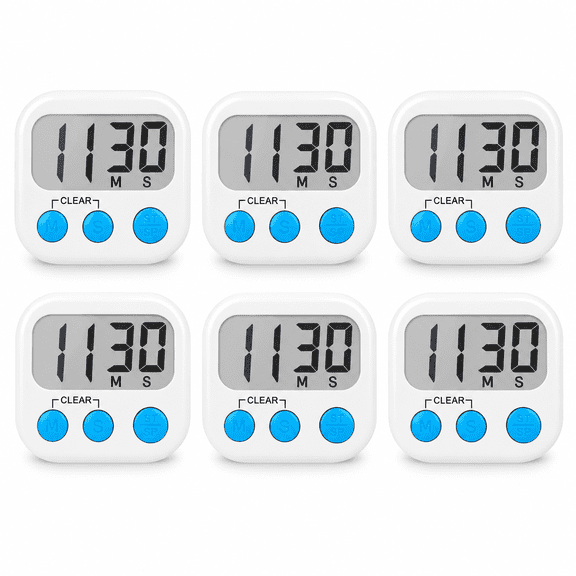 Digital Kitchen Timers for Cooking, Timer 6 Pack White