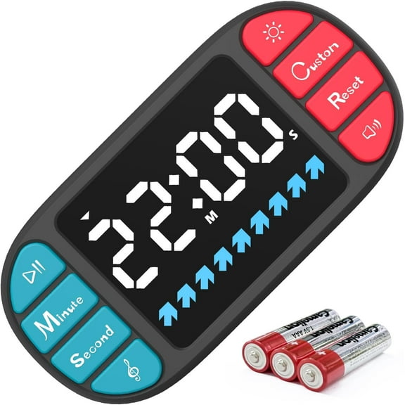 Digital Kitchen Visual : 3.6'' Large LED Display, Magnetic, 3 Brightness, 4 Alarms and Volume, Memory Function, Countdown Count up for Cooking, Classroom, Home Gym, AAA Battery Included
