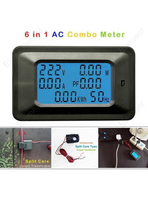 Digital LCD AC100a Volt Ampere performance monitoring Ammeter Voltmeter with CT