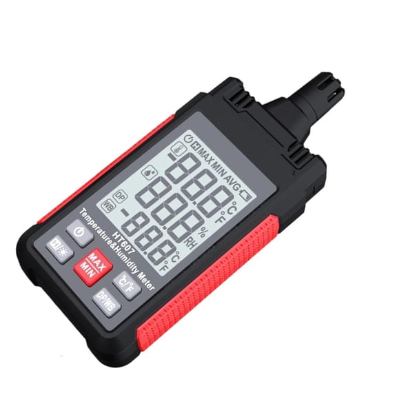 Digital LCD Backlight Temperature Humidity Meter Hygrometer with Dew Point Wet Bulb Data Hold for Indoor Use