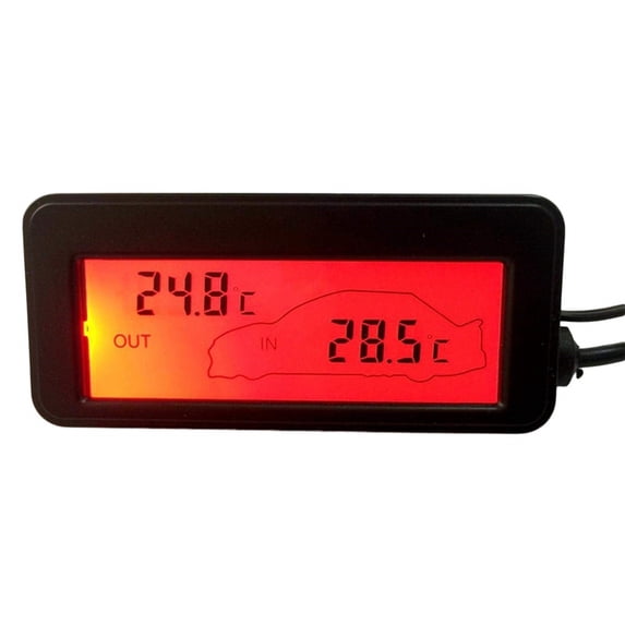 Digital LCD Car Temperature Meter 12V Vehicle Indoor Outdoor with Clear Display for Cars Trucks Universal Compatibility