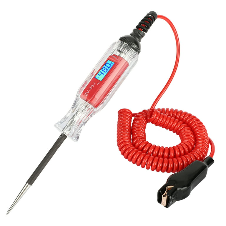 Digital LCD Circuit Tester, TSV Automotive Power Probe, Heavy Duty 3V - 48V  Test Light & Low Voltage Tester, Checking Vehicle Fuses Electric Pen Tool  with 11.6ft Extended Wire 