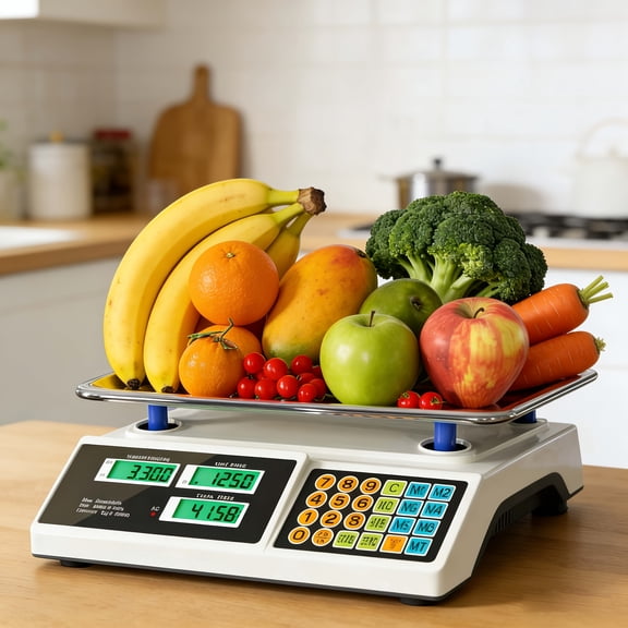 Digital LCD Commercial Price Scale with Stainless Steel Platform, Suitable for Farmers Market, Retail Outlets and Meat Shop, Capacity 88lb/40kg