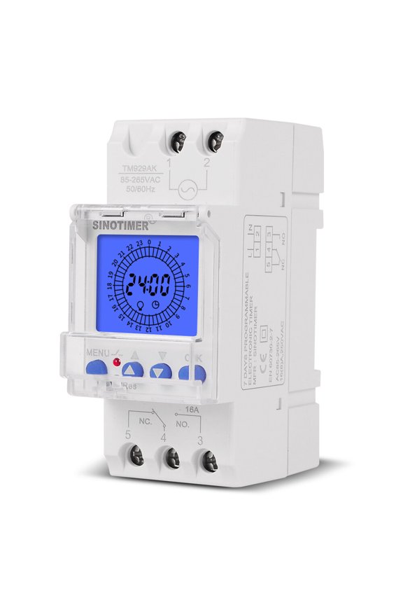 Digital LCD Display 24 Hours Electronic Time Clock 85-265V Din Rail Hours Programmable Intelligent Analog Timer Switch with 15 Mins Interval
