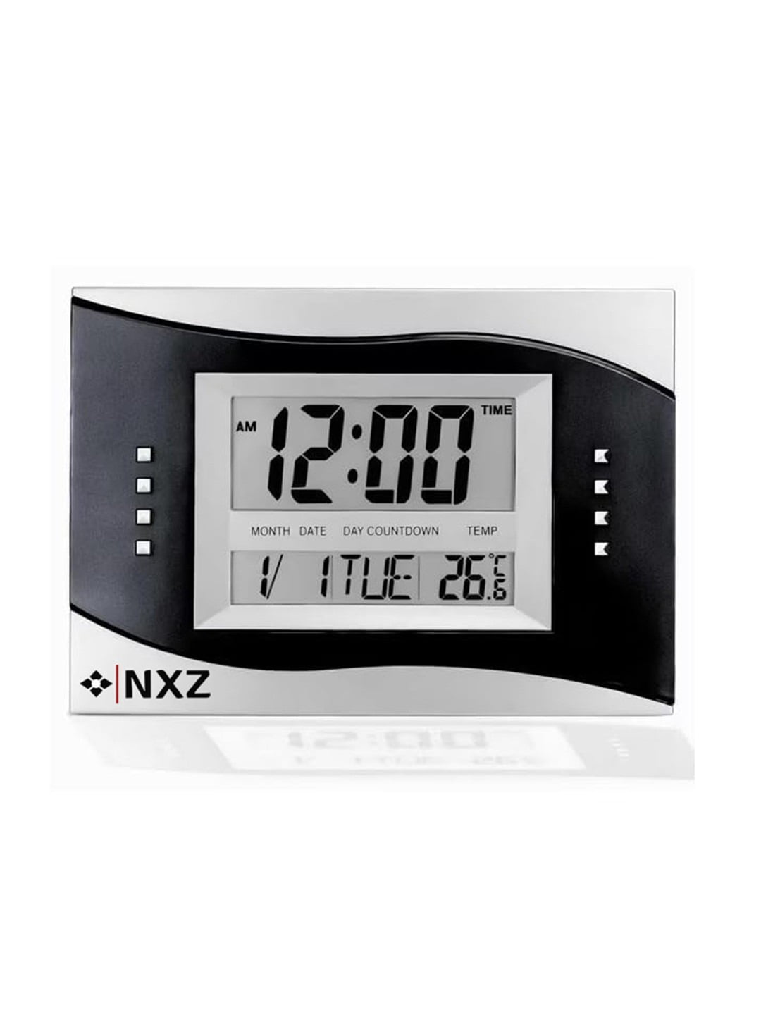 Digital LCD Display Temperature and Calendar Display Wall Clock for Home & Office Use, Wall Mountable & Desk Use Battery Operated Clocks