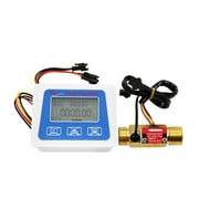 Digital LCD Display Water Flow Sensor Meter Flowmeter Totameter Temperature Time Record With G1/2 3/4 1 Inch Flow Sensor