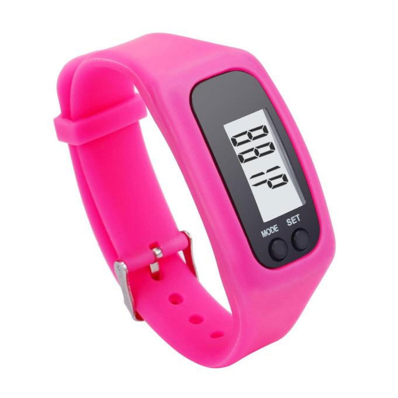 Digital LCD Pedometer Run Step Walking Distance Counter Watch Bracelet Small Wrist Watch for Women Mens Leather Strap