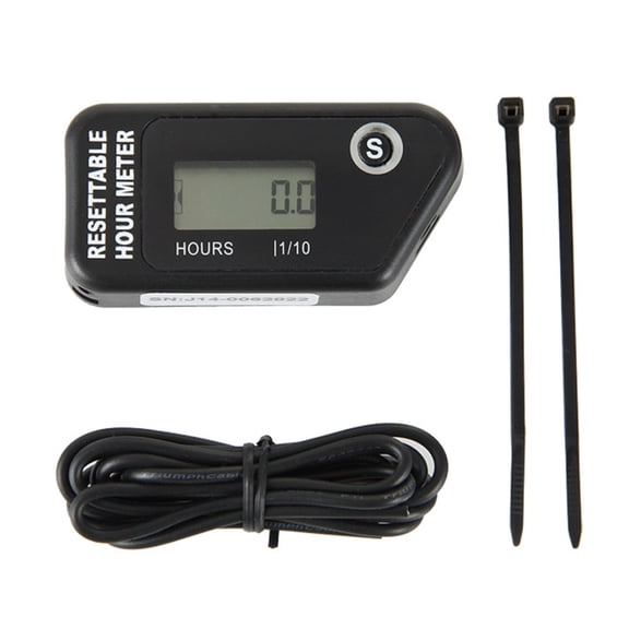 Digital LCD Tachometer Inductive Tach Hour Meter Display Max RPM Waterproof for Most Gas Engine Marine Generator Lawn Tractor Motorcycle (Black)
