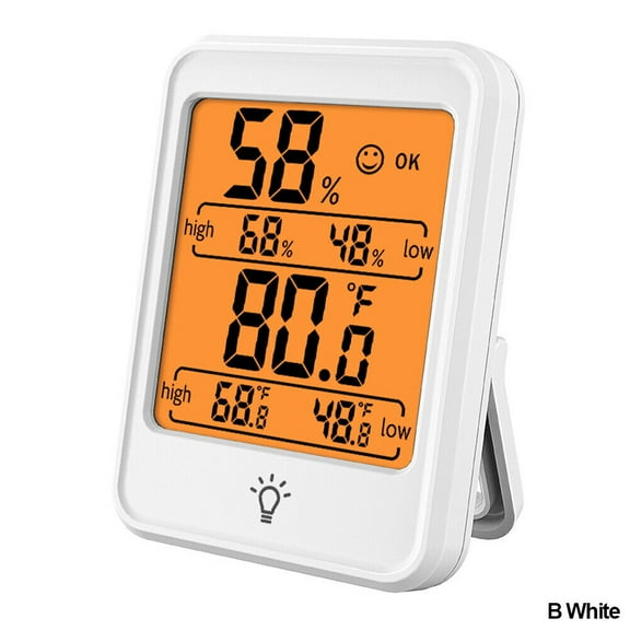 Digital LCD Thermometer Hygrometer Indoor Room Temperature Humidity Meter Sensor-B White Backlight