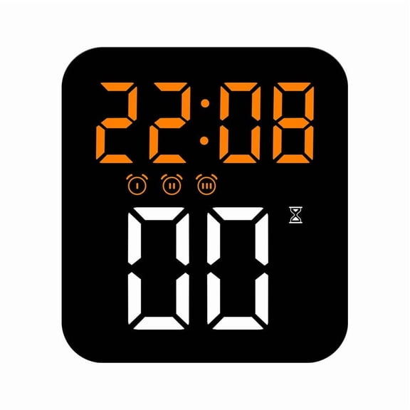 Digital LED Alarm Clock with Large Display, Three Alarm Settings, Adjustable Brightness Levels, Snooze Function and Table or Wall Mount Design for Bedroom, Living Room or Office, B(orange)