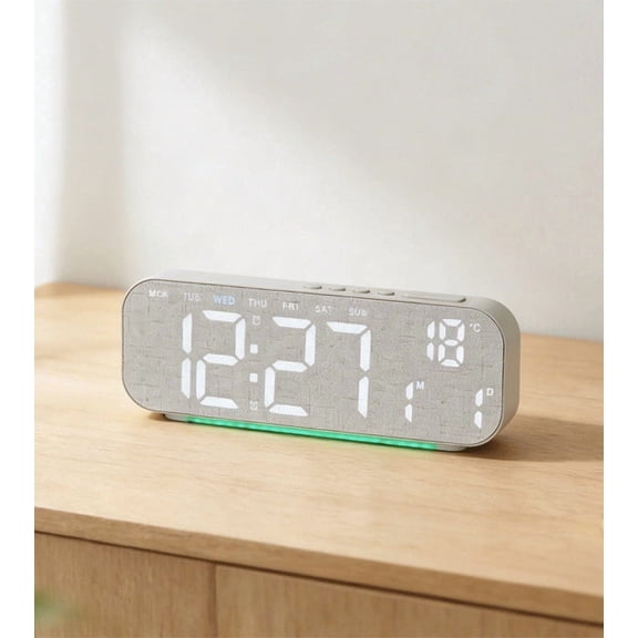 Digital LED Clock with Date, Time, and Temperature Display, Adjustable Brightness, Dual Power (USB or Battery) for Bedroom, Desk, or Office